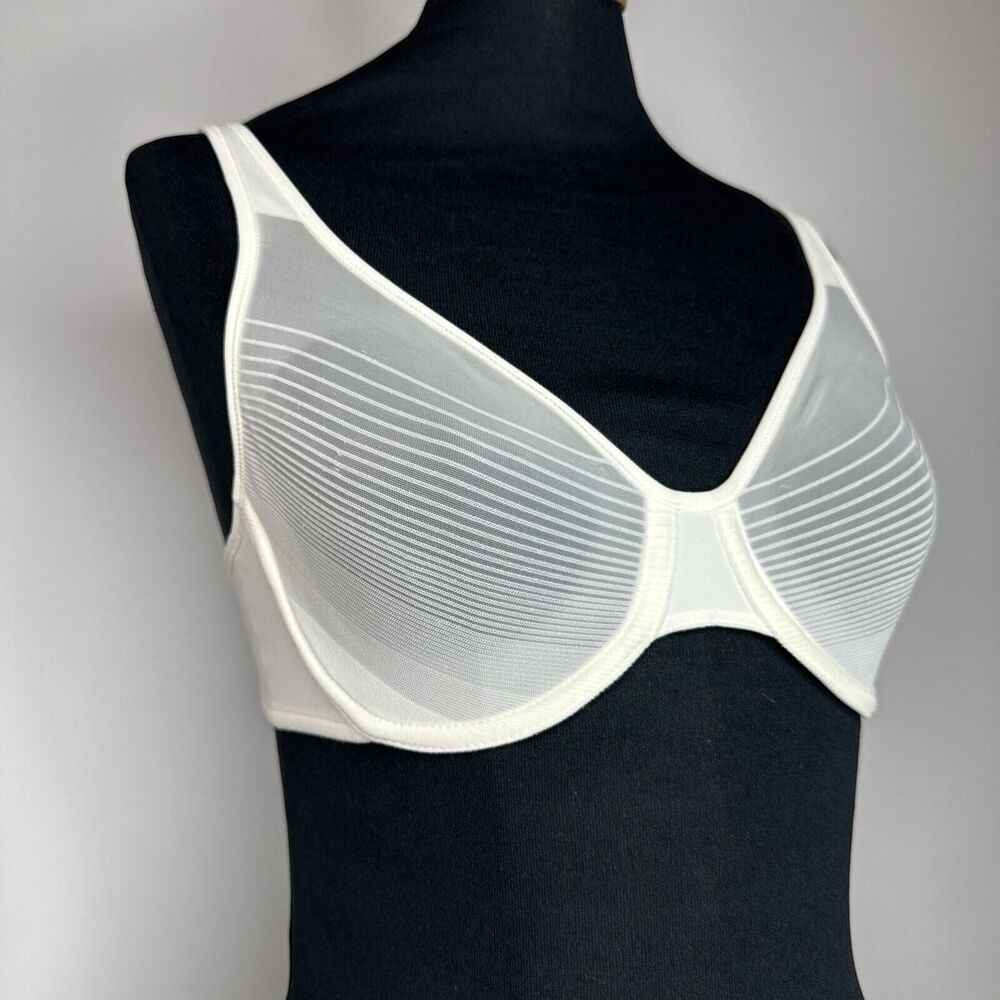 Vintage Warners Pure Electricity Bra 34C White Sheer Underwire Bra Unlined C2592